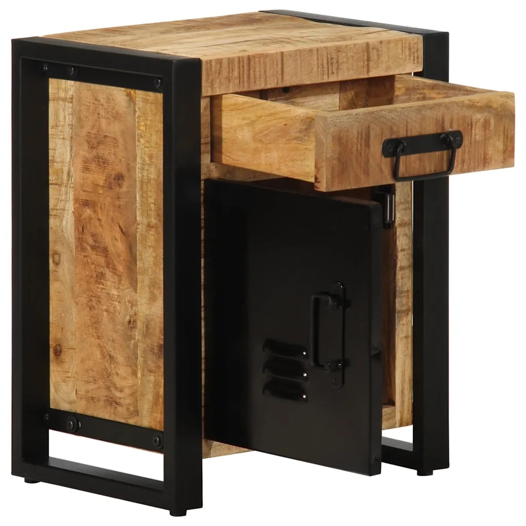 Comodino | Armadio da Notte | Mobiletto da notte 40x30x50 cm in Legno Massello di Mango Grezzo