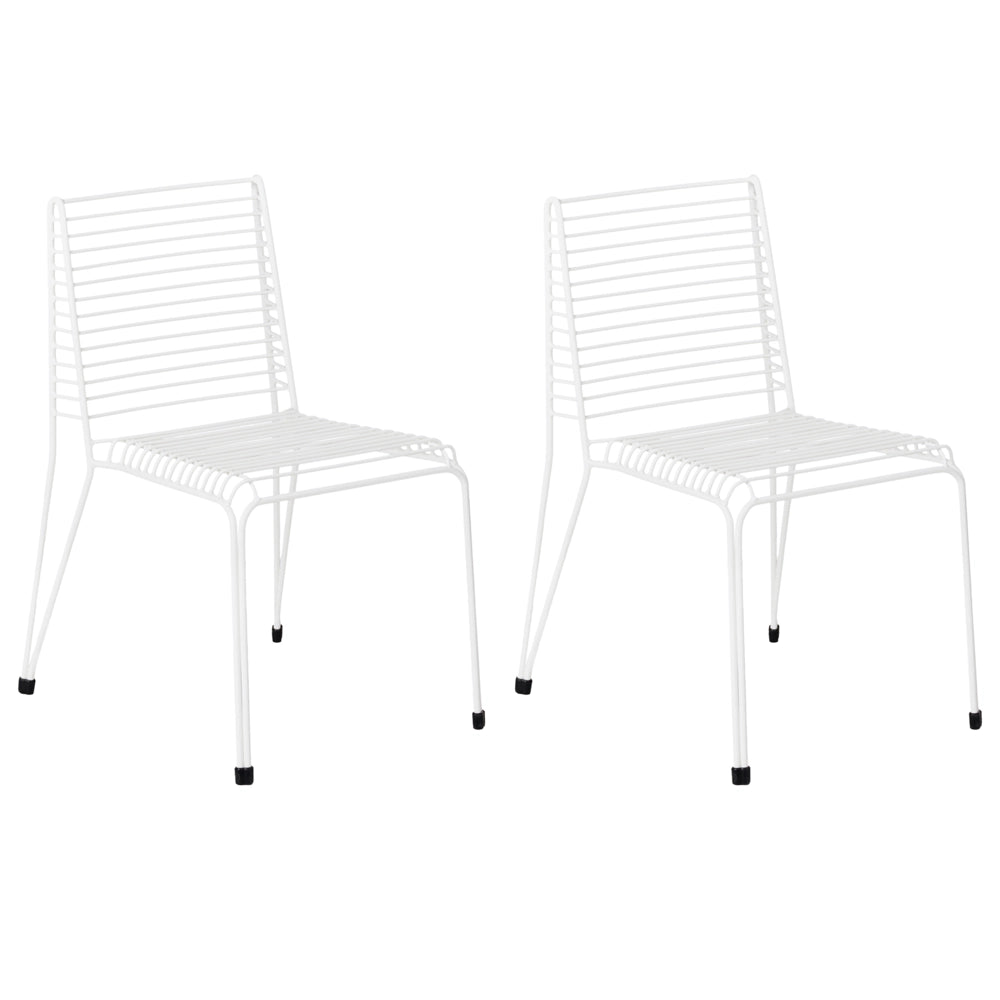 Set di 2 sedie da giardino con telaio in acciaio bianco impilabili da esterno per patio stile moderno