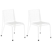 Set di 2 sedie da giardino con telaio in acciaio bianco impilabili da esterno per patio stile moderno