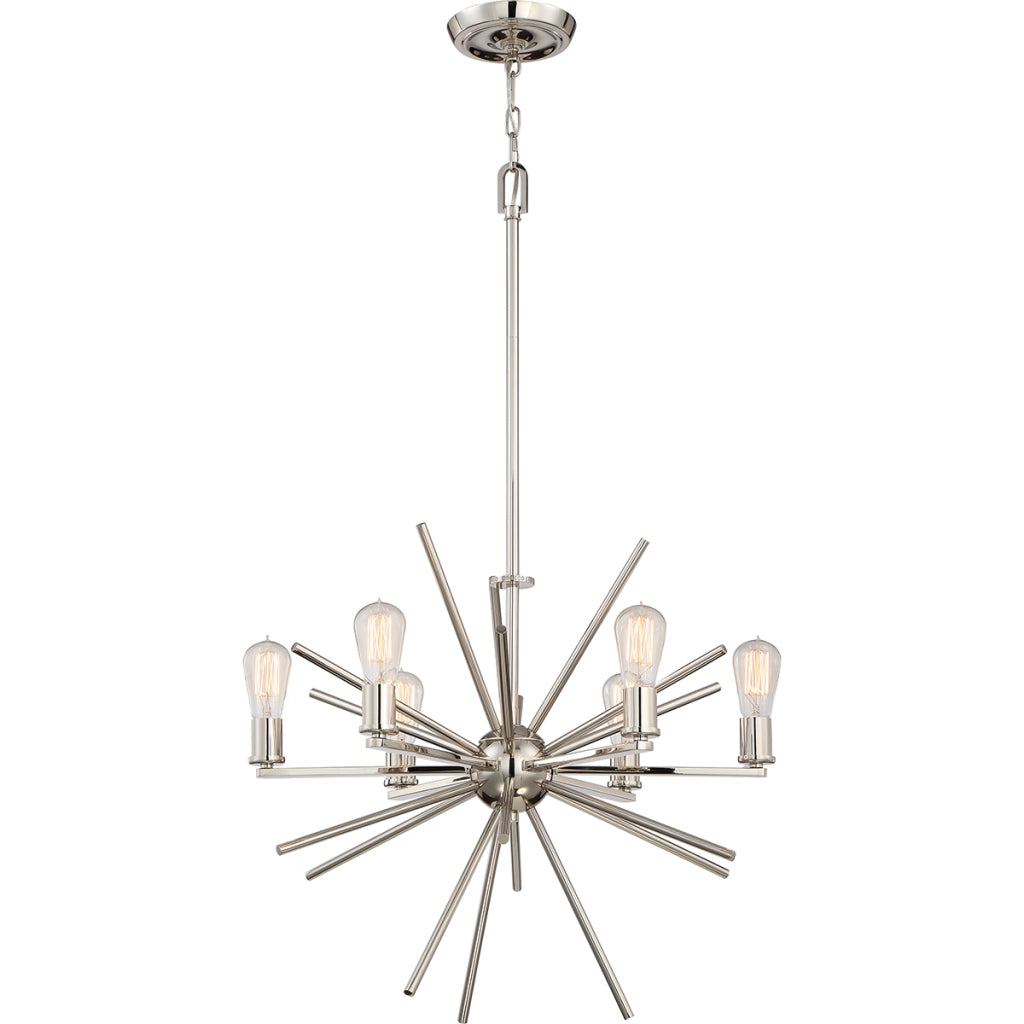 Lampadario Carnegie moderno argento imperiale 6 luci E27 Quoizel