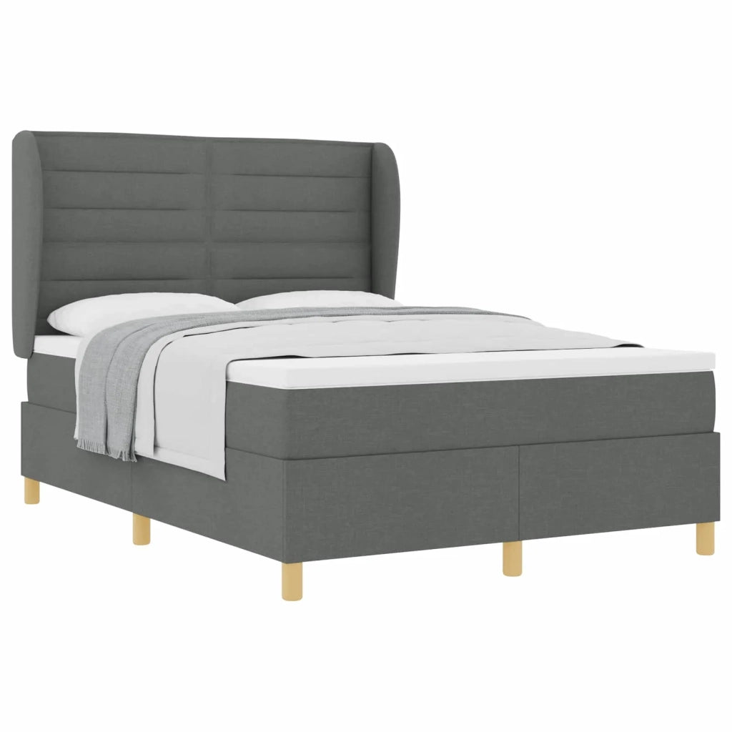 Letto a molle con materasso Grigio scuro 200 x 140 cm Tessuto 3340691
