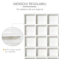 Mobile Libreria porta CD da 24 Ripiani ad Altezza Regolabile, in Truciolato, 130.5x89x20 cm, Bianco