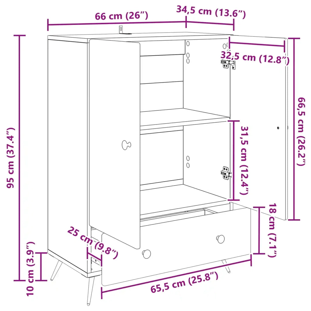 Credenza Bianco 66 x 34,5 x 95 cm Legno ingegnerizzato 895585