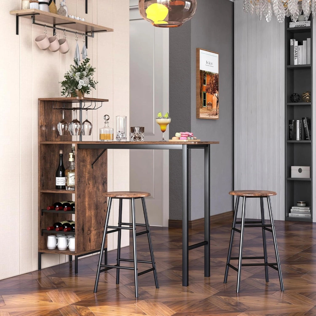 Tavolo Alto con Sgabelli 3 pz Tavolino e Bancone Bar, Penisola Cucina con Sgabelli, Tavolo Bistro in Forma Quadrata 120x40x90 cm, 4 Colori (Caffe)