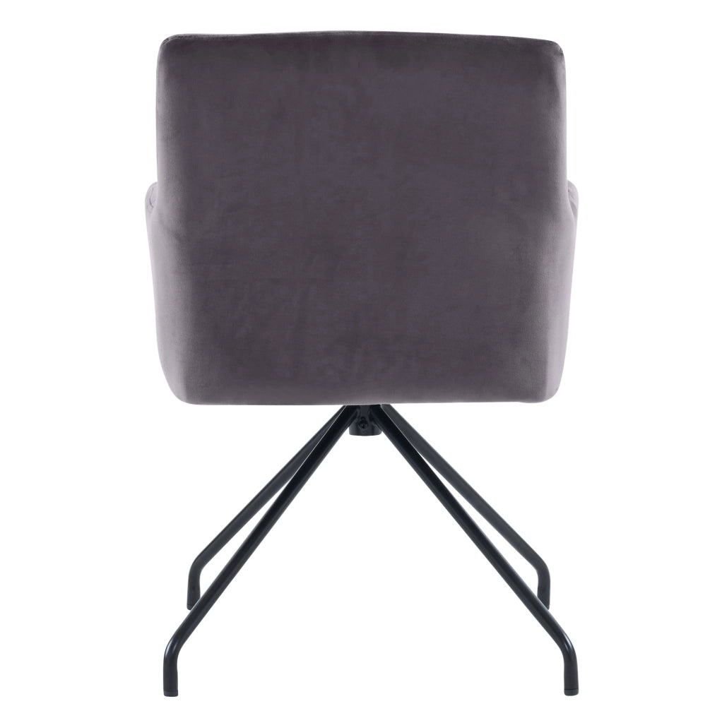Set di 2 sedie imbottite in velluto grigio scuro con braccioli e gambe in metallo