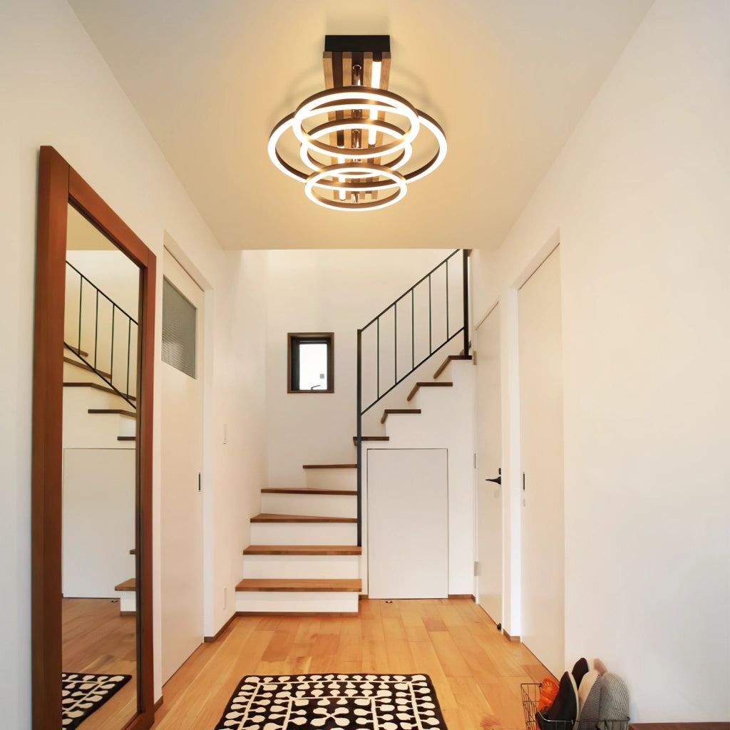 ZMH Plafoniera LED ad anello geometrico moderno 50cm dimmerabile 60W con telecomando per soggiorno e sala da pranzo