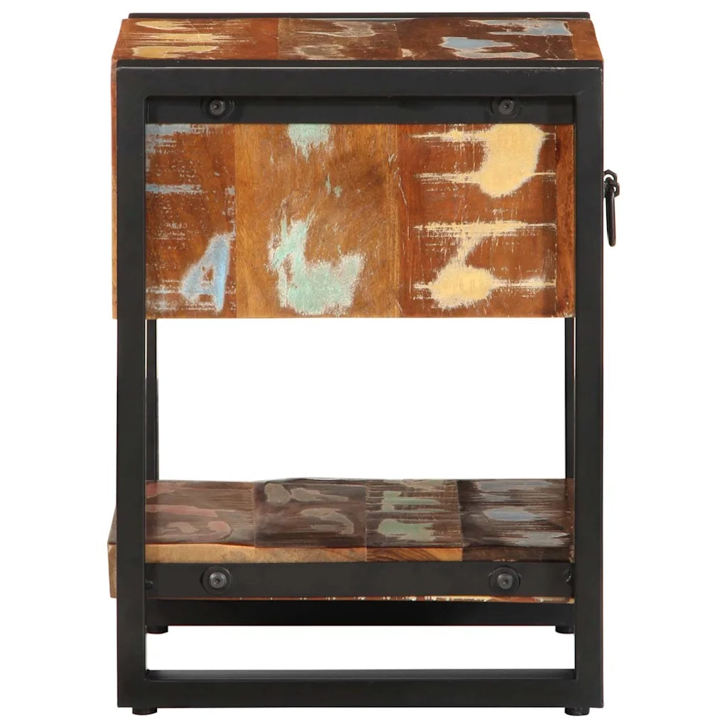 Comodino Multicolore 35x34x45 cm in Legno Massello Recupero 4013569