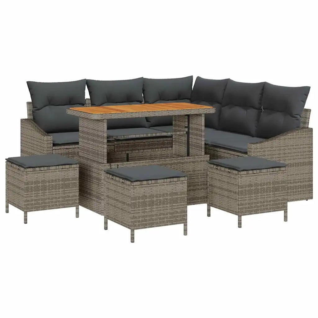 Set Divano da Giardino con cuscino 9 pcs Grigio polyrattan 3362663