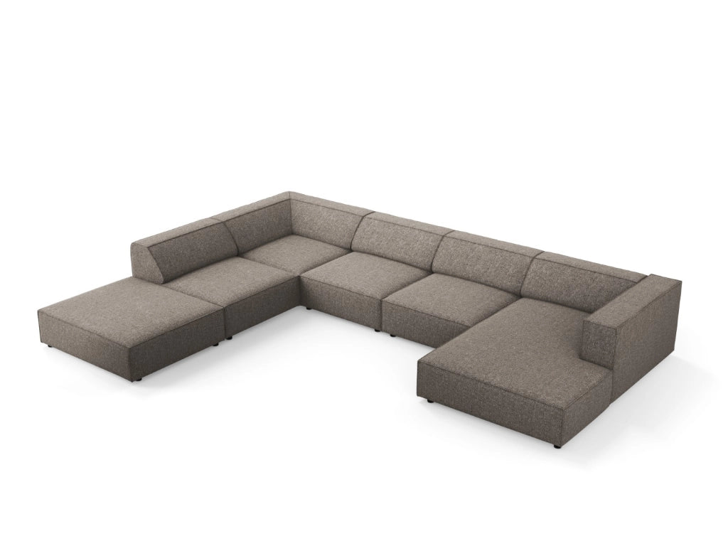 Cosmopolitan Design - Divano panoramico sinistro "Arendal" 7 posti in ciniglia grigio 