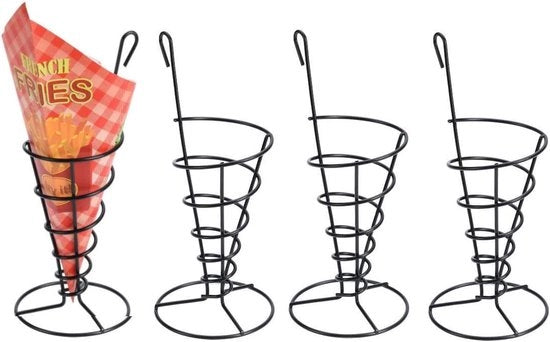 4 x contenitore per patatine fritte - contenitore per snack fritte nero - contenitore per patatine fritte standard