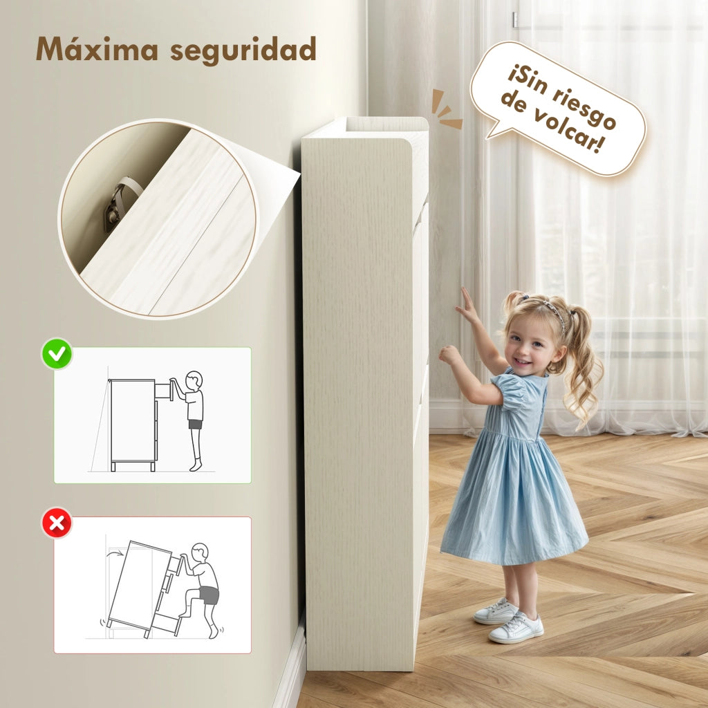Scarpiera con Cassetti e Ripiani ¨C zephmum ¨C Bianco 98x19.2x95.3 cm