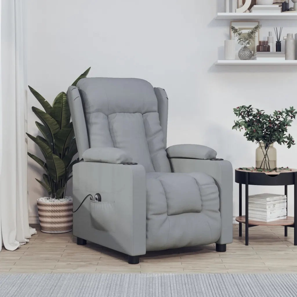 Poltrona Elettrica Reclinabile Grigio Chiaro in Tessuto 3098777