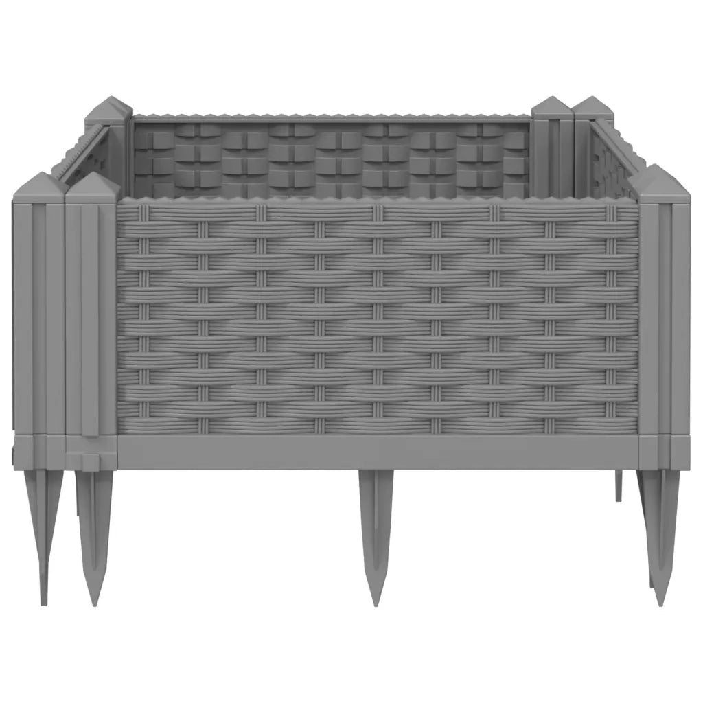 Fioriera da Giardino con Picchetti Grigia 42,5x42,5x28,5 cm PP