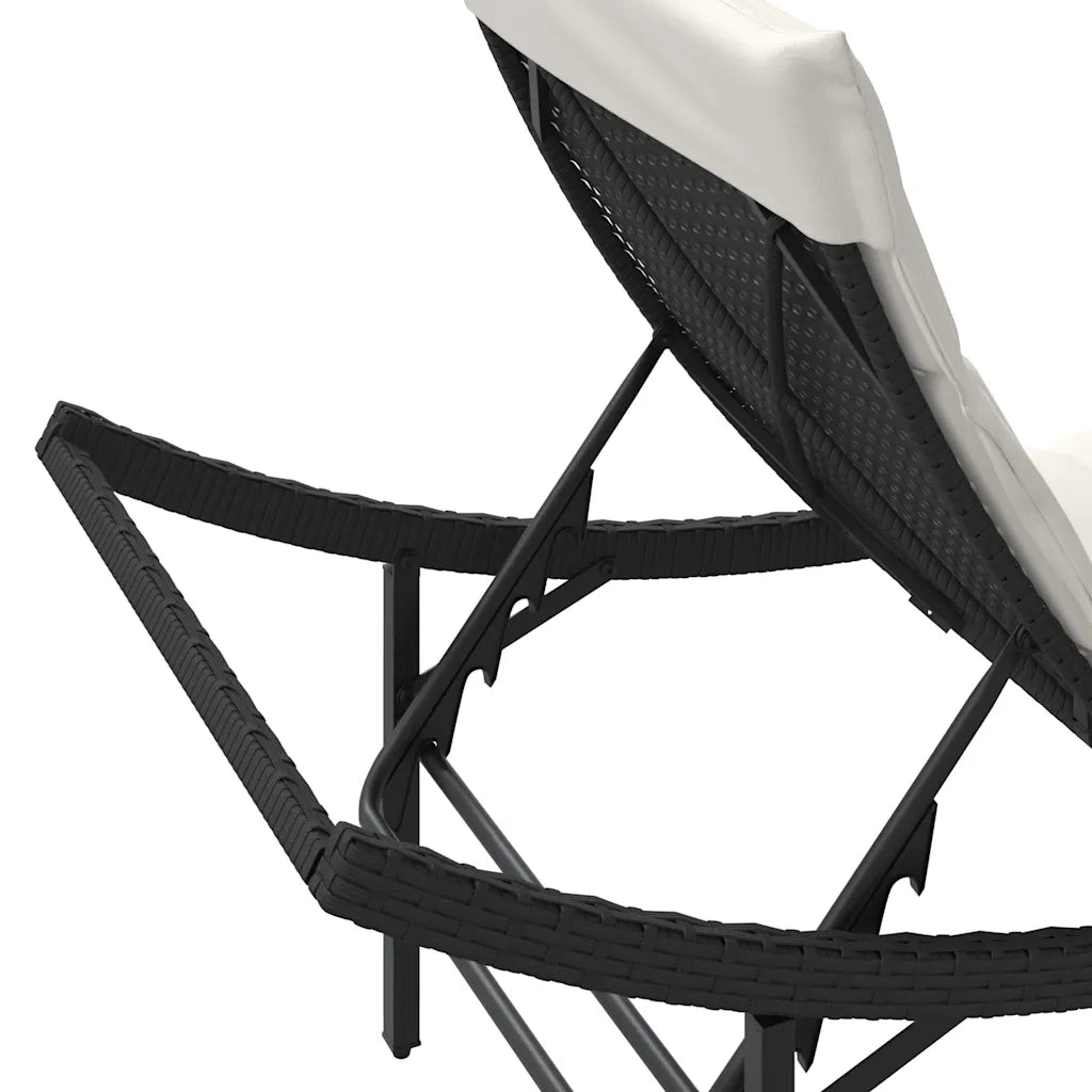 Lettini Prendisole 2 pz | Sdraio da giardino | Lettino da sole con Cuscini Neri in Polyrattan
