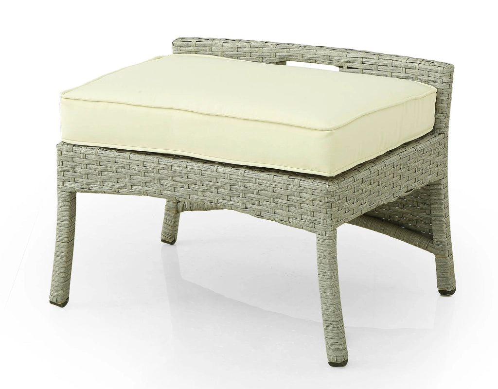 Set Salotto da Giardino Tavolino 2 Poltrone e 2 Poggiapiedi in Rattan Kraus Vasari Beige