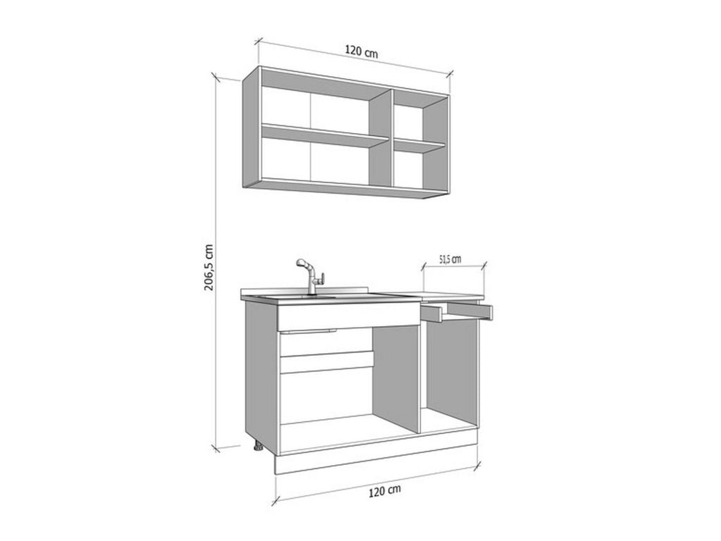 Cucinino Lanzo, Cucina un Cassetto, Elettrodomestici non inclusi, Nero Antracite