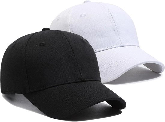 Petten per baseball per donne e uomini in nero e bianco - Petten in cotone regolabili per attività all'aperto - Cappuccio e tessuto respirante