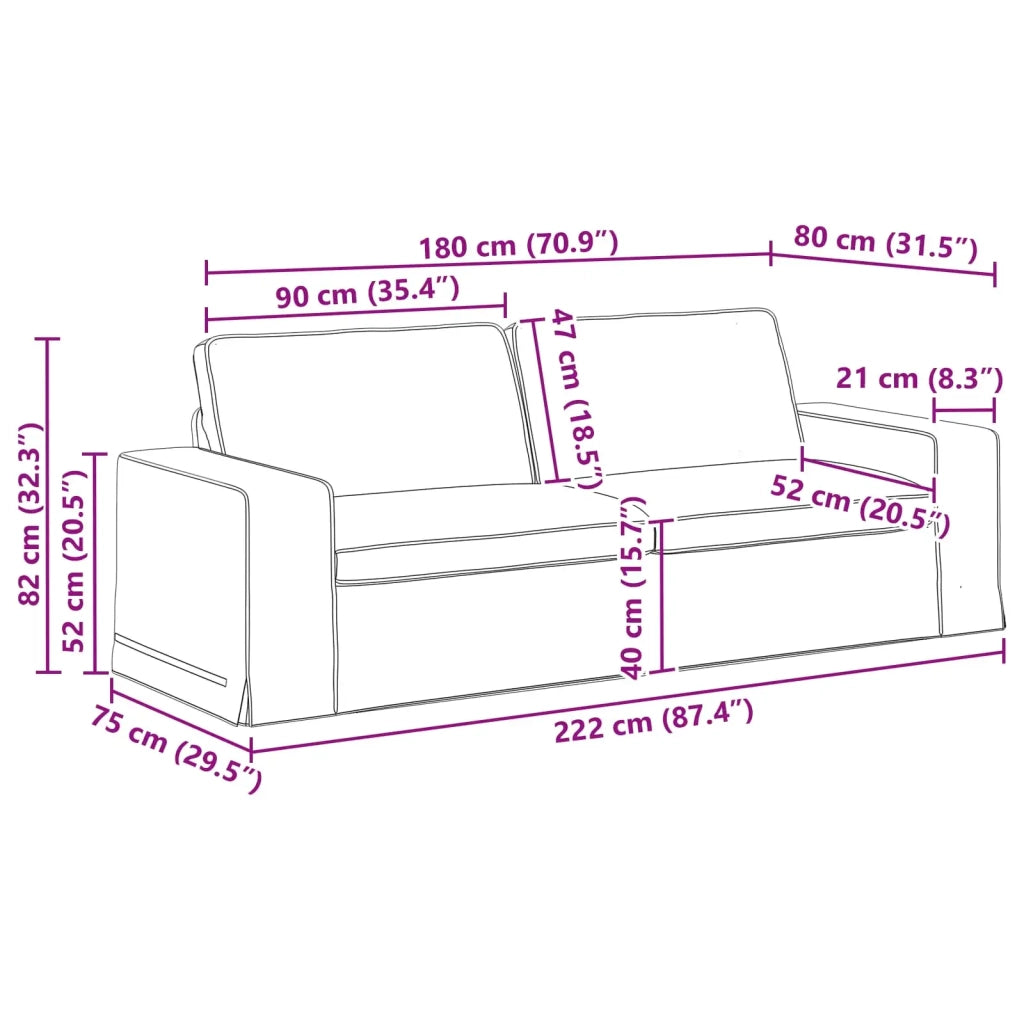 Divano Blu 222 x 80 x 82 cm Tessuto