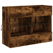 Mobile TV multimediale mensola TV credenza mobile TV sala da pranzo soggiorno parete attrezzata per camera da letto con luci LED rovere affumicato 78,5 x 30 x 60,5 cm marrone 02_0027990