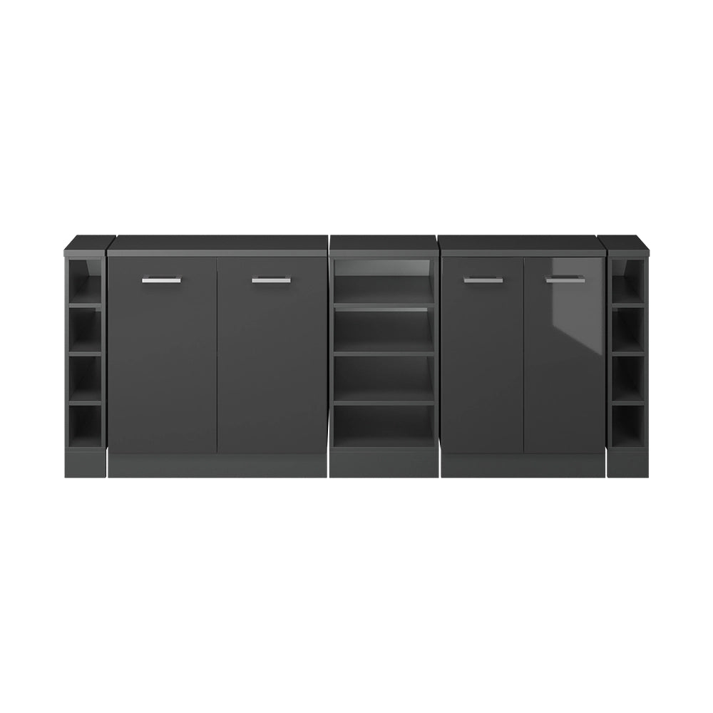 Mobile cucina sottotetto R-Line Antracite lucido/Antracite 210 cm Set di 5 carcasse armadio profondità 60 cm Vicco