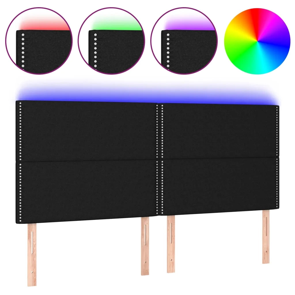 Testiera | Testata a LED Nera 160x5x118/128 cm in Tessuto