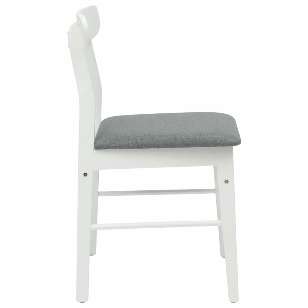 Sedia da pranzo 2 pcs Bianco e Grigio Legno di gomma solido