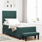 Letto a molle con materasso Verde scuro 90 x 190 cm Velluto