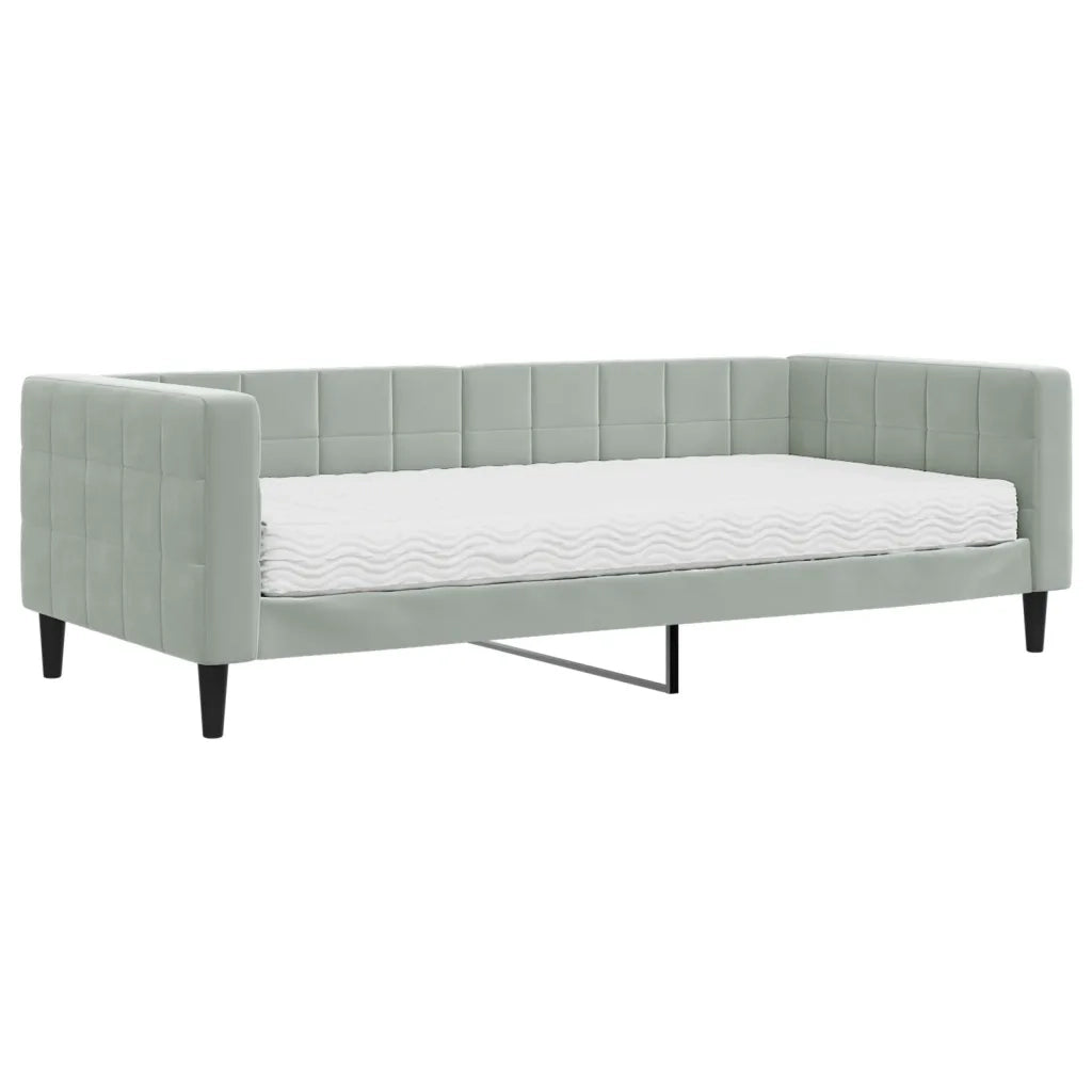 Divano letto | Sof¨¤ letto | Letto singolo con Materasso Grigio Chiaro 90x200 cm in Velluto