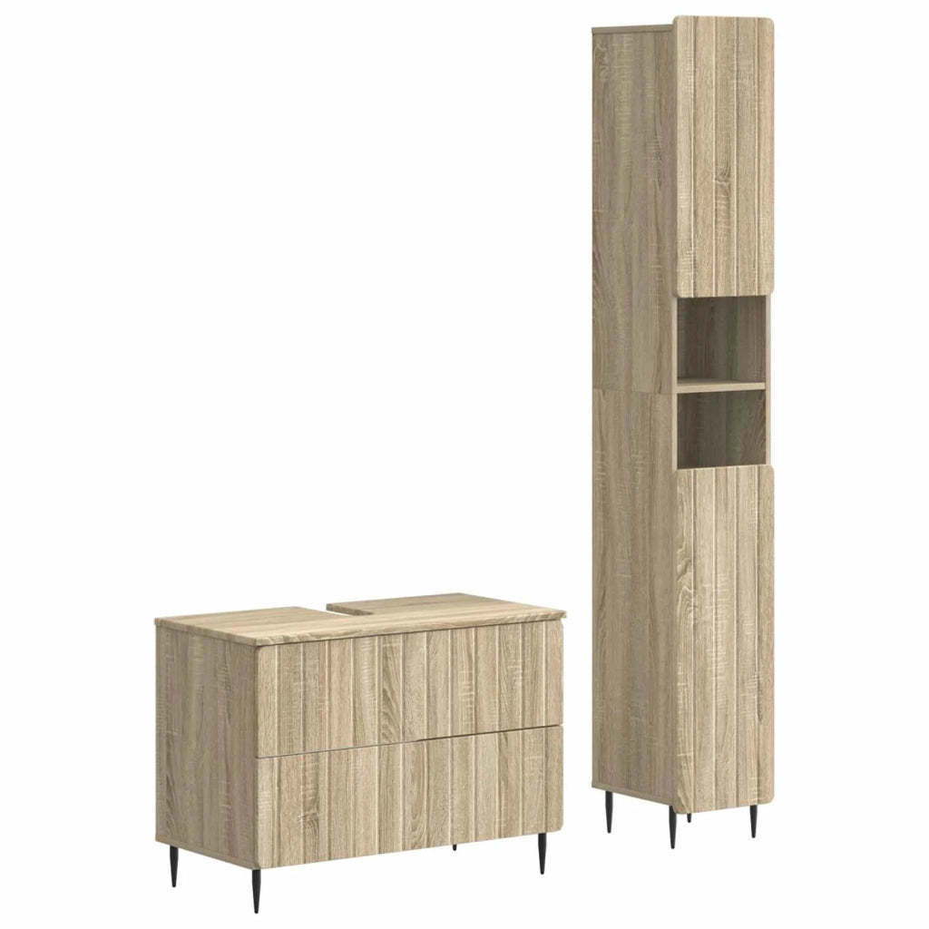 Set di Armadi da Bagno da 2 Pezzi ZWOLLE Rovere Sonoma 3417515