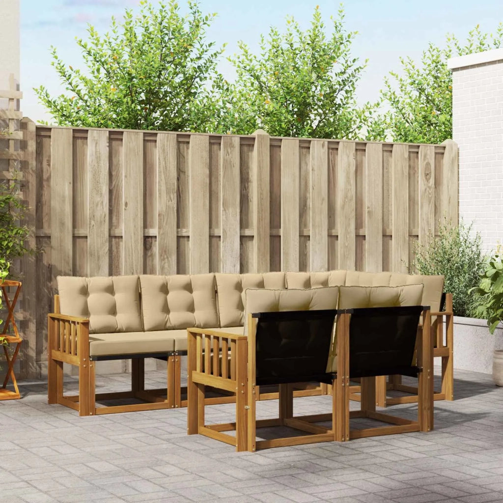 Set di divani da esterno con cuscino 7 pcs Naturale e Beige 3368760