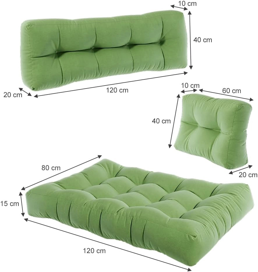 Set di cuscini per pallet "Flocken", Verde, 7 scomparti, per l’imbottitura di sedute e schienali su pallet europallet