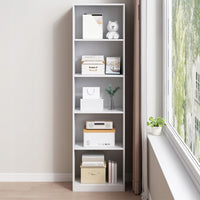 Scaffale verticale per libri, ripiani alti, moderno, bianco, colonna loft 182 cm