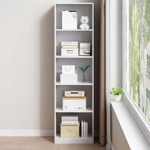 Scaffale verticale per libri, ripiani alti, moderno, bianco, colonna loft 182 cm