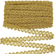 Laccio in Metallo a Fiore con Fiori d'Oro (26mm) - Laccio di Decorazione per Feste Natale, Matrimonio e Abbigliamento DIY Accessori Gioielleria Artigianato Sartoria