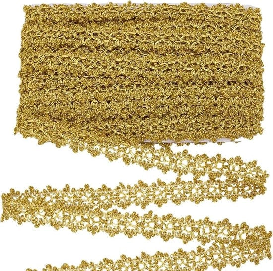 Laccio in Metallo a Fiore con Fiori d'Oro (26mm) - Laccio di Decorazione per Feste Natale, Matrimonio e Abbigliamento DIY Accessori Gioielleria Artigianato Sartoria