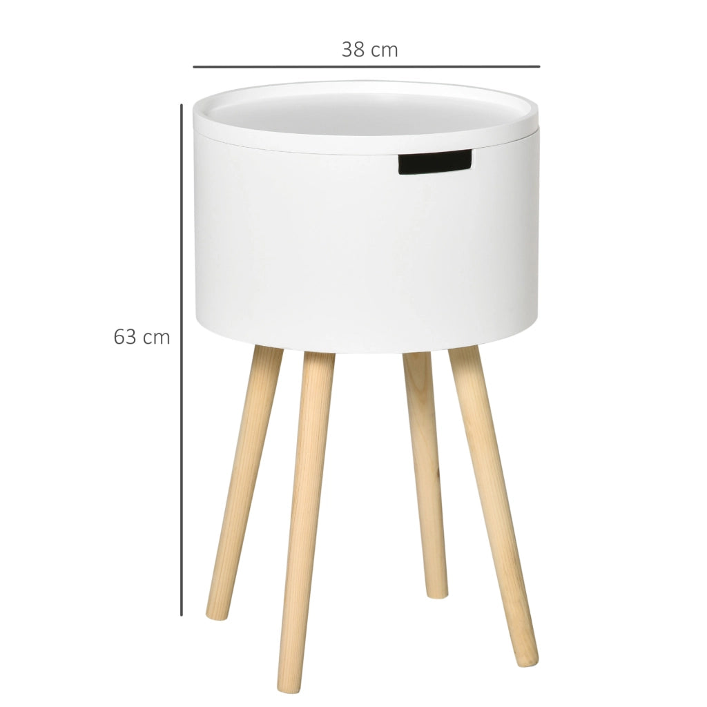 Tavolino da salotto moderno con ripiano estraibile ¨C zephmum ¨C ?38x63 cm bianco