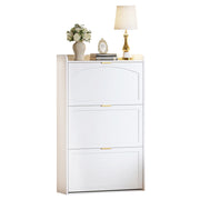 Scarpiera con 3 ante ribaltabili per ingresso e soggiorno in truciolare bianco 76x23x118 cm