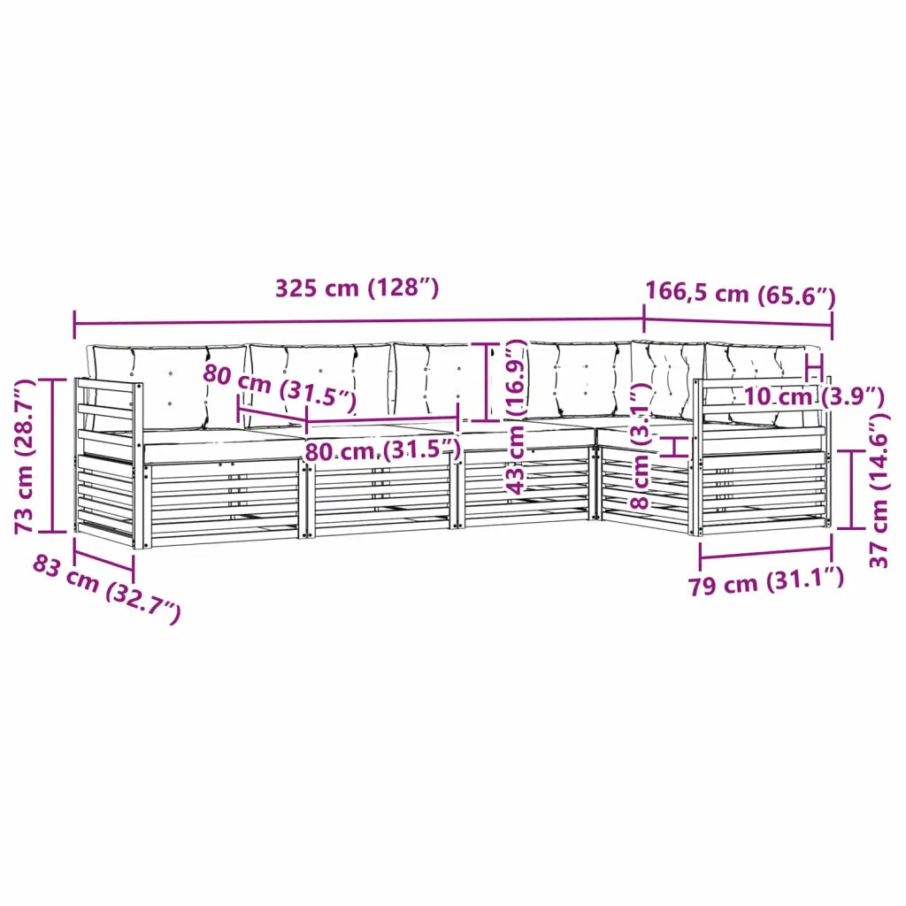Set di divani da esterno 5 pcs Grigio Naturale e Chiaro 3373441