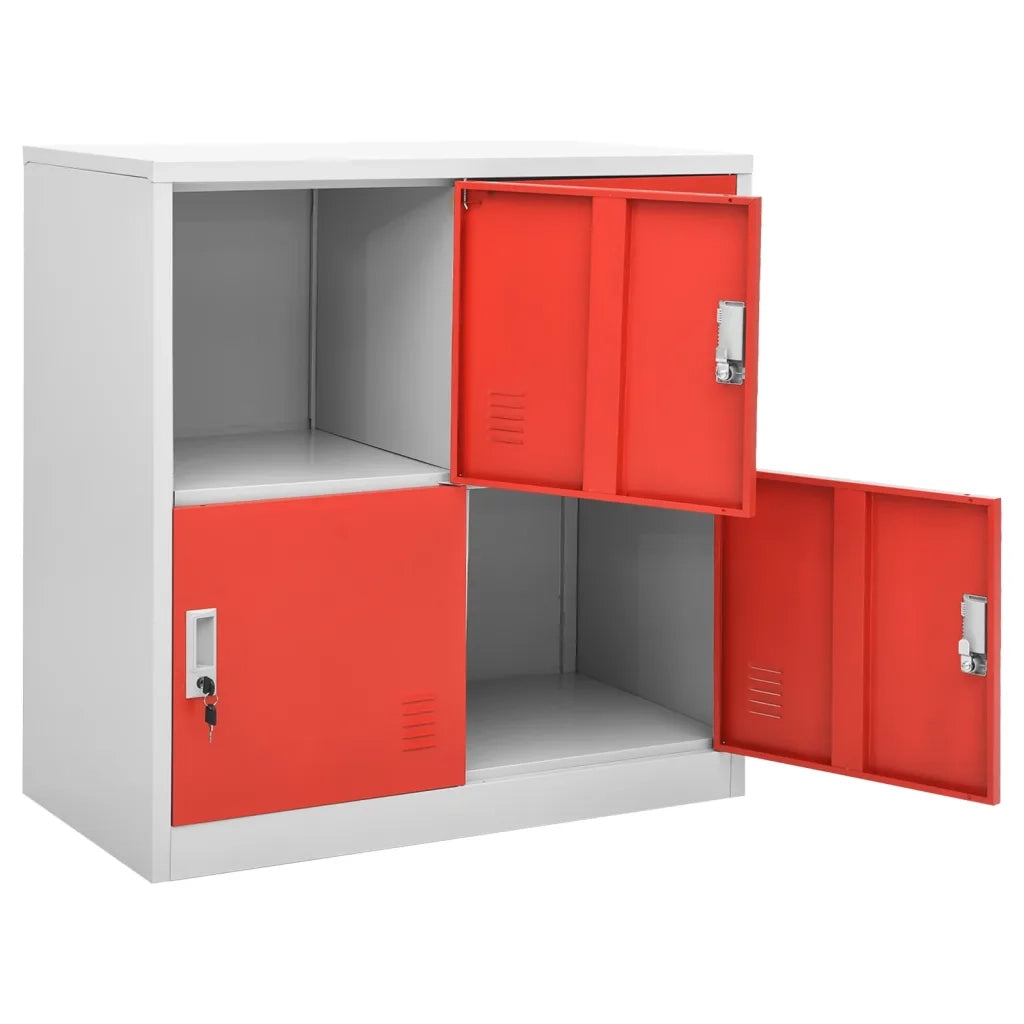 Armadietti Chiavi 2pz Grigio Chiaro Rosso 90x45x92,5cm Acciaio 3095225