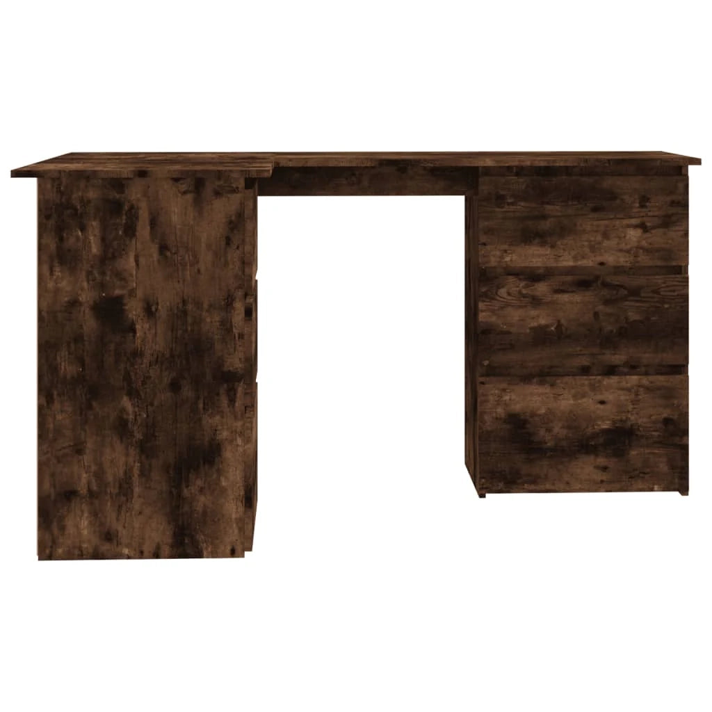 Scrivania angolare postazione computer mobile studio computer rovere affumicato 145 x 100 x 76 cm legno ingegnerizzato marrone 02_0023672