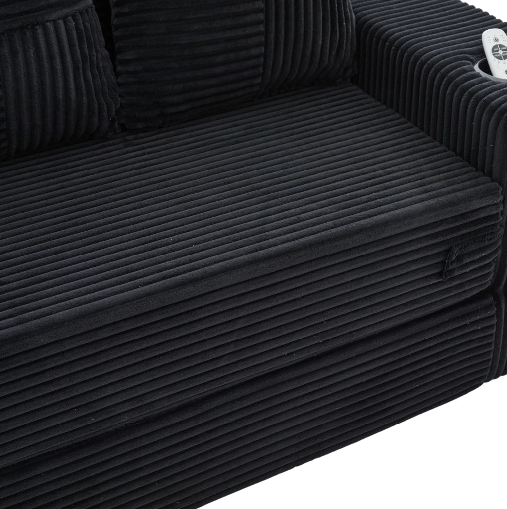 DIVANO Modulare 2 Posti 172x87x64 cm Velluto a Coste Nero