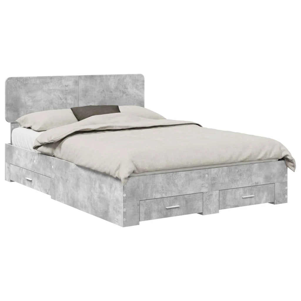 Struttura del letto con testiera Grigio cemento 140 x 190 cm 3412376