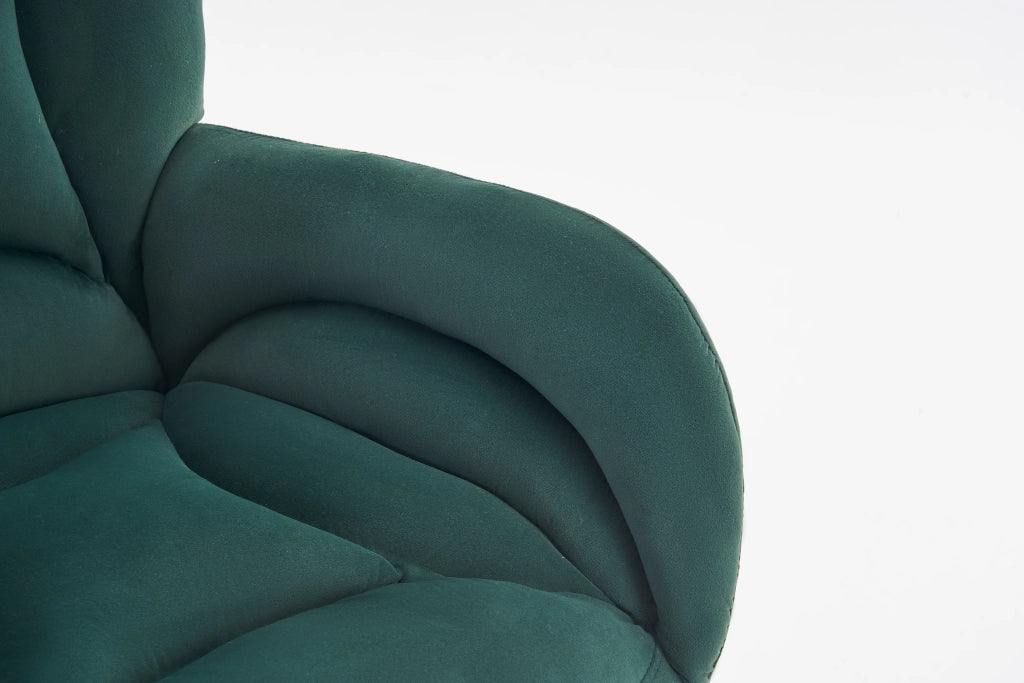 Sedia da ufficio in velluto verde con base dorata