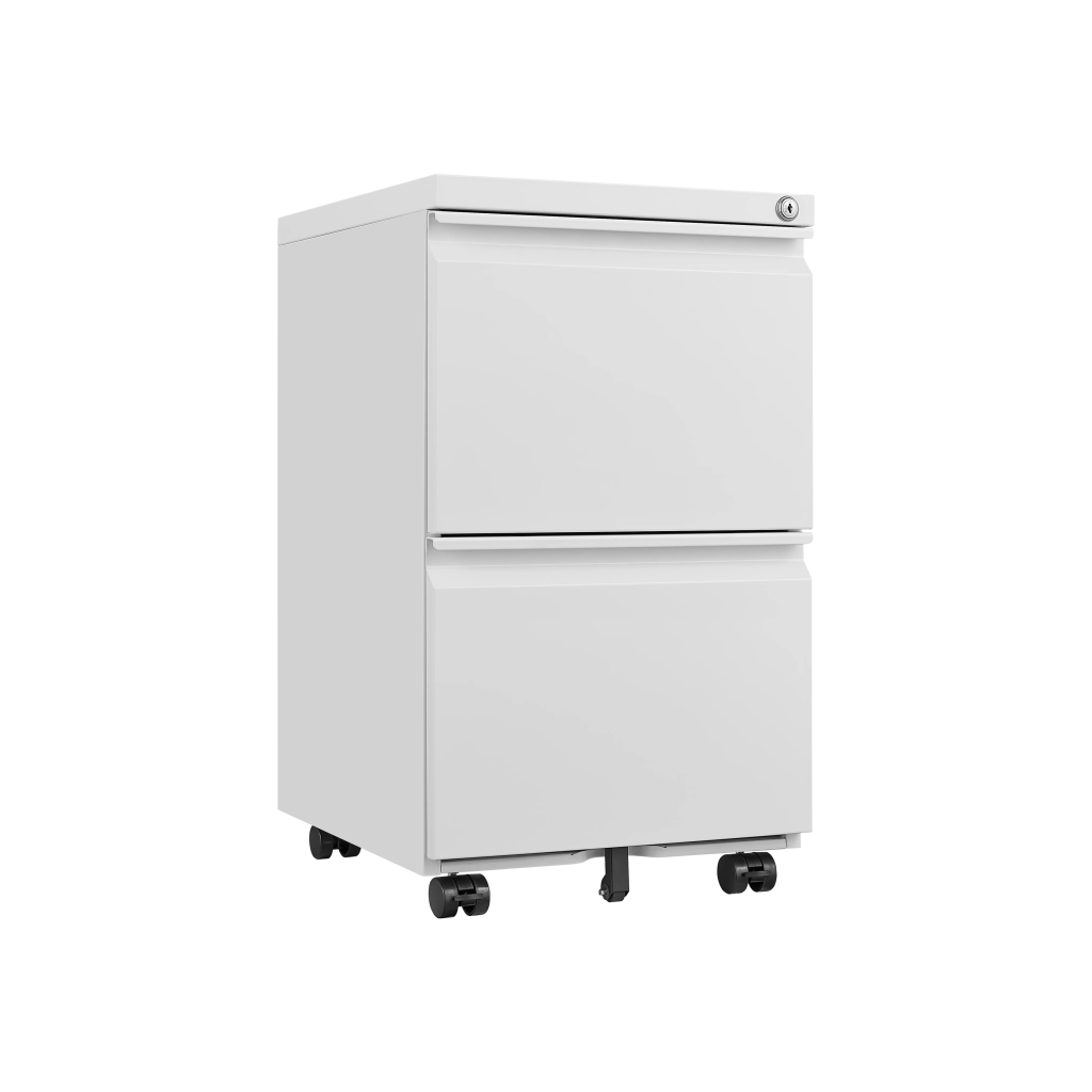 Cassettiera Mobile Archivio con Serratura ¨C MINIMAL ¨C Metallo Bianco, 2 Cassetti, 65cm