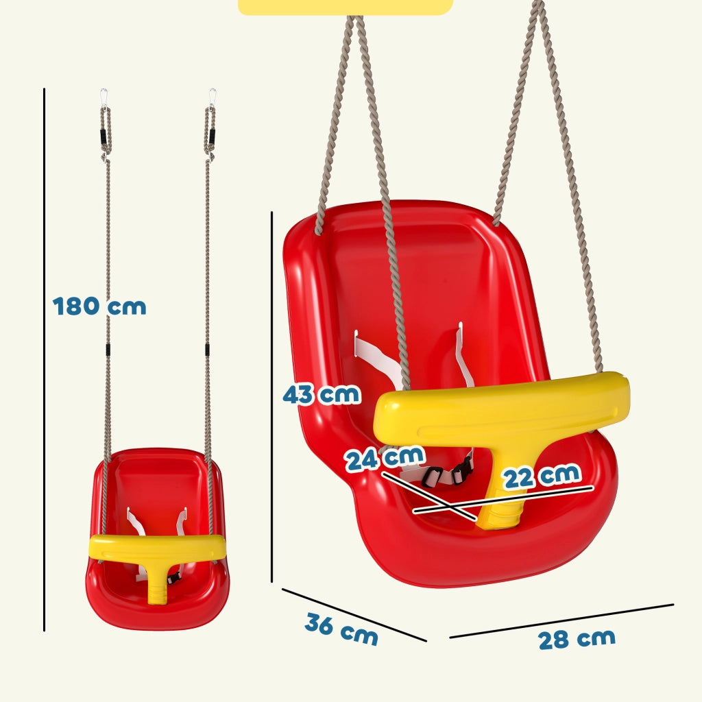 Altalena per Bambini Regolabile ¨C zephmum ¨C 28x36x180 cm, Rosso Giallo, PE
