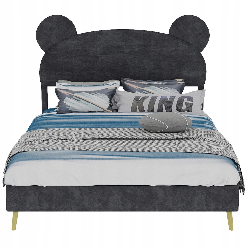 Letto imbottito 140x200 grigio - Xylo - Con testiera morbida