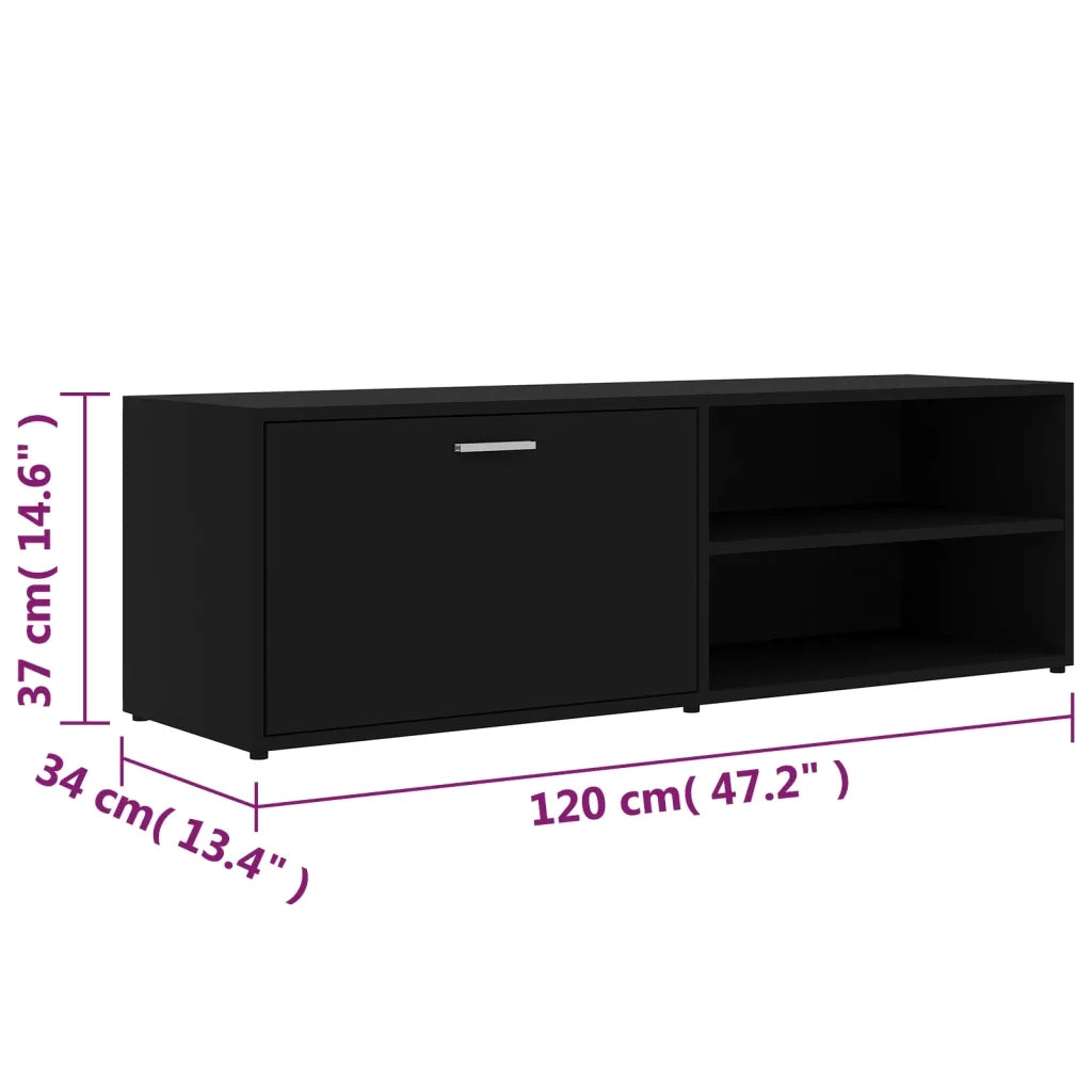 Mobile Porta TV Nero 120x34x37 cm in Truciolato