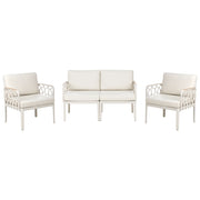 Set di divani da giardino 4 posti con struttura sintetica con cuscini beige chiaro design modero