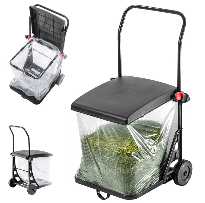 Contenitore da giardino KADAX per foglie, erba e rifiuti, su ruote, 80 litri, con telaio