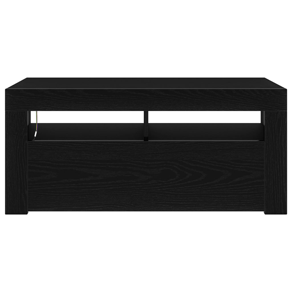 Mobile TV con LED Nero Rovere 90x35x40 cm Legno ingegnerizzato